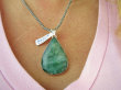 bwee2302 SZMARAGDOWA Duża Kropla 15 gramów !! 5 cm Wisior Zawieszka Szmaragd Indyjski Szmaragdy KAMIEŃ MIŁOŚCI lśniące Srebro 925 # - 5