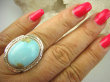 bpe7753 Niezwykły OKAZ Pierścień  DUŻY 3CM naturalny Błękitny TURKUS ARIZONA Turkusy r.20 egzotyczne Srebro 925 # - 2