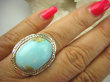 bpe7753 Niezwykły OKAZ Pierścień  DUŻY 3CM naturalny Błękitny TURKUS ARIZONA Turkusy r.20 egzotyczne Srebro 925 # - 4