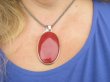 bwe3777 Niesamowity 7 cm GIGANT 29 gramów !!! Duży Wisior Zawieszka CZERWONY ONYKS - regeneruje SERCE, EGZEMY, PAMIĘĆ Srebro 925 # - 9