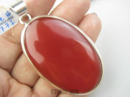 bwe3777 Niesamowity 7 cm GIGANT 29 gramów !!! Duży Wisior Zawieszka CZERWONY ONYKS - regeneruje SERCE, EGZEMY, PAMIĘĆ Srebro 925 #