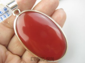bwe3777 Niesamowity 7 cm GIGANT 29 gramów !!! Duży Wisior Zawieszka CZERWONY ONYKS - regeneruje SERCE, EGZEMY, PAMIĘĆ Srebro 925 #