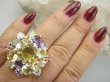 bpee4553 Ależ piękna ! WIELOBARWNA ROZETA DUŻY OKAZ ! Pierścień Pierścionek naturalny Cytryn, Ametyst, Blue Topaz, Granaty r.20/ r.21 SREBRO 925 # - 6