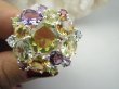 bpee4553 Ależ piękna ! WIELOBARWNA ROZETA DUŻY OKAZ ! Pierścień Pierścionek naturalny Cytryn, Ametyst, Blue Topaz, Granaty r.20/ r.21 SREBRO 925 # - 10