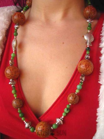 an1035 Niebanalny Naszyjnik długie Kolczyki NATURALNA PALMA CHRYZOPRAZ Srebro Duża Ilość Srebra