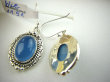 bke1151 Przepięknie Zdobione Egzotyczne Kolczyki wiekszy okaz niebieski Chalcedon (Tarczyca) - czakra gardła Srebro 925 - 4