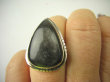 bpe8702 Cudowny Pierścionek Pierścień OBSYDIAN CZARNY - chroni przed zawiścią, „złym spojrzeniem” i przed pechem r.16/ r.17 Srebro 925 # - 6