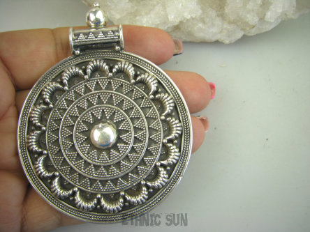 bwe3226 Marokański Gigant Orientalny UNIKAT Duży 7.8 cm na 6 cm  !!!! Duży Długi Wisior Cały ze Srebra marokańskie wzornictwo Maroko SREBRO 925 #