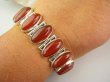 bb3825 Czerwony rudzielec przepiękna Duża 40g !! Bransoleta Bransoletka 9 sztuk kamieni czerwony ONYKS - kamień zadaniowy lśniące Srebro 925 # - 10