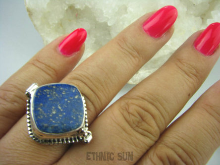 bpe6204 Biżuteria Orientalna !!! Sekretnik Otwierany Pierścień zdjęcia lub marzenia Niebieski LAPIS LAZULI r.19 Srebro 925 #
