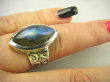 bpe8767 Cudowna MARKIZA  !!! Gruba zdobiona obrączka Pierścień Pierścionek Labradoryt Spektrolit r.16 Srebro 925 # - 6