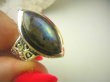 bpe8767 Cudowna MARKIZA  !!! Gruba zdobiona obrączka Pierścień Pierścionek Labradoryt Spektrolit r.16 Srebro 925 # - 9