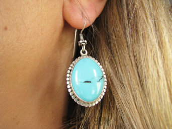 bke1291 Biżuteria Orientalna !!! cudo kolor DUŻE OKAZY KAMIENI - Piękne Kolczyki z Turkusami TURKUSY TURKUS - opiekun ciała i duszy Srebro 925