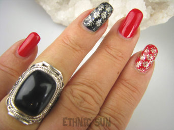 bpe6907 Śliczny zdobiony Pierścień Czarny ONYKS regeneruje SERCE, EGZEMY, PAMIĘĆ r.15/ r.16 Srebro 925 #