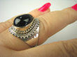 bpe6855 Śliczny Orientalny Delikatny Pierścień czarny ONYKS regeneruje SERCE, EGZEMY, PAMIĘĆ r.15/r.16 Srebro 925 - 8