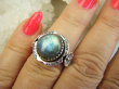 bpe9623 Max blask Biżuteria egzotyczna Delikatny Pierścień Pierścionek Labradoryt Spektrolit - kamień Zorzy Polarnej r.13 Srebro 925 # - 9