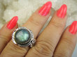 bpe9623 Max blask Biżuteria egzotyczna Delikatny Pierścień Pierścionek Labradoryt Spektrolit - kamień Zorzy Polarnej r.13 Srebro 925 # - 3