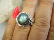 bpe9623 Max blask Biżuteria egzotyczna Delikatny Pierścień Pierścionek Labradoryt Spektrolit - kamień Zorzy Polarnej r.13 Srebro 925 # - 7