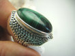 bpe4326 Duży 19 gramów !!!  Wspaniały Egzotyczny Duży Pierścień naturalny Malachit - pobudza kreatywność r.17/ r.18 Srebro 925 # - 2