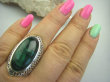 bpe4326 Duży 19 gramów !!!  Wspaniały Egzotyczny Duży Pierścień naturalny Malachit - pobudza kreatywność r.17/ r.18 Srebro 925 # - 5