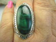 bpe4326 Duży 19 gramów !!!  Wspaniały Egzotyczny Duży Pierścień naturalny Malachit - pobudza kreatywność r.17/ r.18 Srebro 925 # - 7