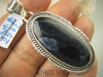 bwe2972 RZADKOŚĆ !!! Piękny UNIKAT Długi Wisior Iskrzący PIETERSYT z Namibii - Kamień Burzy lśniące Srebro 925 #