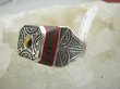 bpe9602 SYGNET SUŁTANA jak z Baśni UNISEX Wooow Zabójczo Piękny PIERŚCIEŃ Pierścionek Inkrustowany Koral Malachit oraz Tygrysie Oko r.21 Srebro 925 # - 8