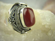bpe6489 Biżuteria Orientalna - Delikatny Pierścień Czerwony Onyks - regeneruje SERCE, EGZEMY, PAMIĘĆ r.13 Srebro 925 # - 6