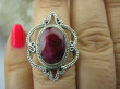 bpee3144 Piękny Finezyjny Delikatny Pierścień Rubin Indyjski - kamień Miłości Rubiny r.13 ażurowe Srebro 925 # - 2