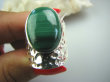 bpe5048 Egzotyczny Pierścień szeroka obrączka Malchit - pobudza kreatywność r.11/ r.12 Mały Rozmiar Srebro 925 # - 6