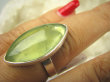 bpe8050 ZIELONA MARKIZA ! Klasyczny Pierścień z naturalnym Prehnitem PREHNIT r.18 Lśniące Srebro 925 Czakra Serca # - 6