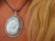 bwe2857 Egzotyczny DUŻY 6.6 cm 33 gramy Naturalny Rzadki LARIMAR kamień ANIELSKI czakra gardła SREBRO 925 # - 10