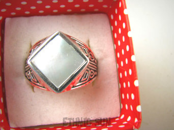 bpee4200 UNISEX DUŻY MĘSKI lub damski SYGNET Pierścień Pierścionek Macica Perłowa r.31 DUŻY ROZMIAR Srebro 925 #