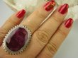bpee3456 Wielki i Piękny  MALINOWY OKAZ 17 gramów !!! PRZEPIĘKNY Pierścień Rubin Indyjski - kamień namiętnej miłości Rubiny r.21 Srebro 925 # - 5