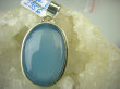 bwe2956 Klasyczny Wisior Duży OKAZ KOJĄCY Błękitny Chalcedon Tarczyca (czakra gardła) SREBRO 925 # - 2