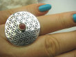 bpe4160 Duży Pierścień KWIAT ŻYCIA - SILNY AMULET OCHRONNY !!!! Ażurowy ORIENTALNY Pierścień Karneol  r.20/r.21 SREBRO 925 # - 7