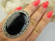 bpe9721 PIĘKNY OLBRZYM 29 g ! Egzotyczny Regulowany Pierścień Pierścionek Czarny ONYKS - kamień zadaniowy r.16, r.17, r.18, r.19 Srebro 925 # - 4