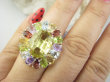bpee4641 Wooow BOSKO PIĘKNY WIELOBARWNY Lux Pierścień Pierścionek naturalny Cytryn Lemon, Ametyst, Granaty, Oliwin, Blue Topaz r.16 SREBRO 925 # - 3