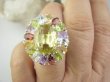 bpee4641 Wooow BOSKO PIĘKNY WIELOBARWNY Lux Pierścień Pierścionek naturalny Cytryn Lemon, Ametyst, Granaty, Oliwin, Blue Topaz r.16 SREBRO 925 # - 7