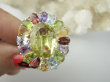 bpee4641 Wooow BOSKO PIĘKNY WIELOBARWNY Lux Pierścień Pierścionek naturalny Cytryn Lemon, Ametyst, Granaty, Oliwin, Blue Topaz r.16 SREBRO 925 # - 9