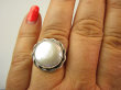 bpee4236 RARYTAS naturalna wielobarwna PERŁA BIWA Elegancki Pierścionek Pierścień z DUŻA perłą r.17 Srebro 925 # - 2