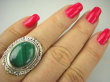 bpe6834 Biżuteria Egzotyczna !!! PIĘKNY PIERŚCIEŃ ZIELONY MALACHIT - pobudza kreatywność r.18 Srebro 925 # - 4