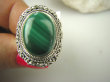 bpe6834 Biżuteria Egzotyczna !!! PIĘKNY PIERŚCIEŃ ZIELONY MALACHIT - pobudza kreatywność r.18 Srebro 925 # - 7