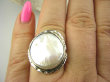 bpee4022 RARYTAS naturalna opalizująca wielobarwna PERŁA BIWA Elegancki Pierścionek Pierścień z DUŻA perłą r.19/r.20 Srebro 925 # - 4