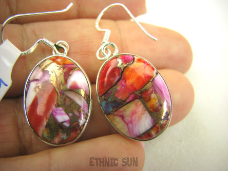 bke1084 Zjawiskowe Piękne Kolczyki Duże Okazy kamieni OSTRYGOWY TURKUS MIEDZIANY lśniące Srebro 925