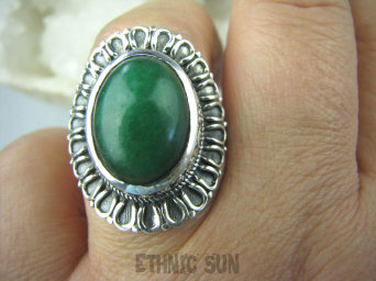 bpe5691 Jadeitowy MELONIK !!! Duży i Piękny OKAZ Pierścień zielony Jadeit - antystresowy KAMIEŃ DOBROBYTU r.19/ r.20 Srebro 925 #