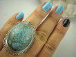 bpe6345 PRZEPIĘKNY Wielki 4cm  23 g Pierścień naturalny niebieski TURKUS - opiekun ciała i duszy r.16 Srebro 925 # - 2