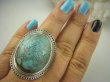 bpe6345 PRZEPIĘKNY Wielki 4cm  23 g Pierścień naturalny niebieski TURKUS - opiekun ciała i duszy r.16 Srebro 925 # - 5