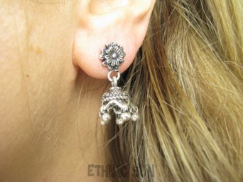 bke1260 TANCERKI Z BOLLYWOOD !!! Orientalne CUDNE Kolczyki na sztyft Całe ze Srebra SREBRO 925