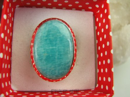 bpe6737 LAZUROWY AMAZONIT Klasyczny Pierścień Amazonit - Kamień Marzeń i realizacji r.15 lśniące Srebro 925 #